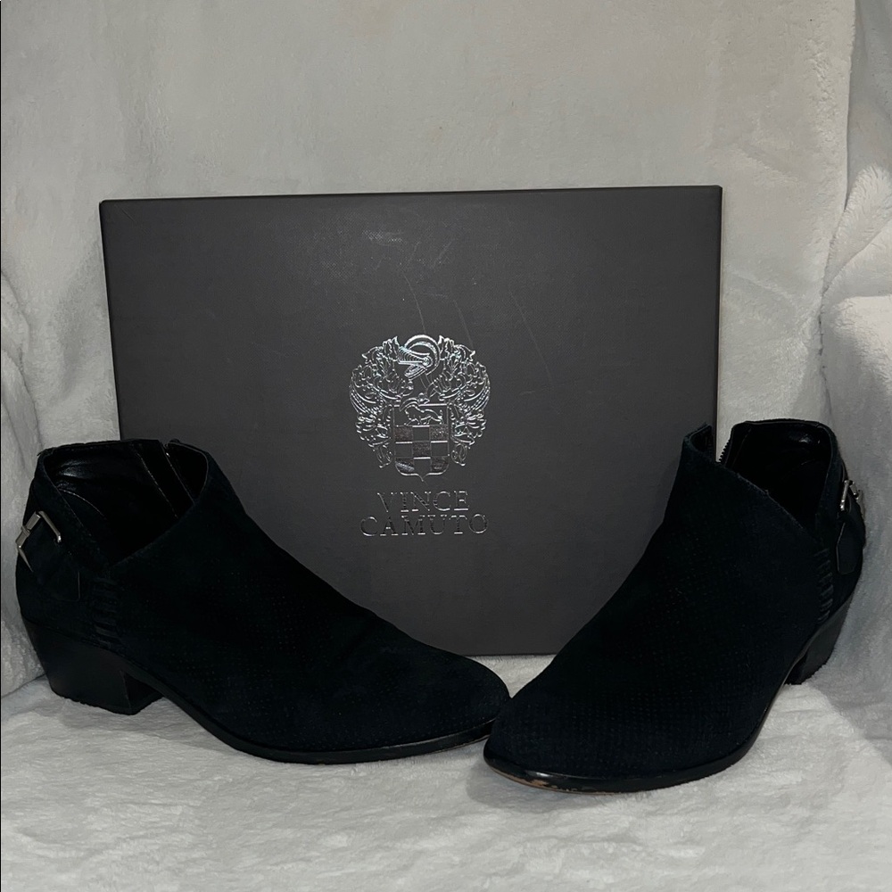Vince Camuto Elegant Black Suede Ankle Booties